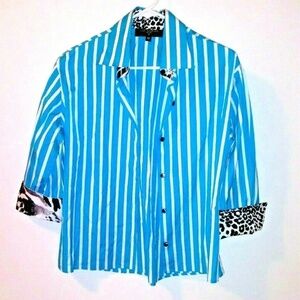 Liz Logie Career shirt Contrast Flip cuff stripes
